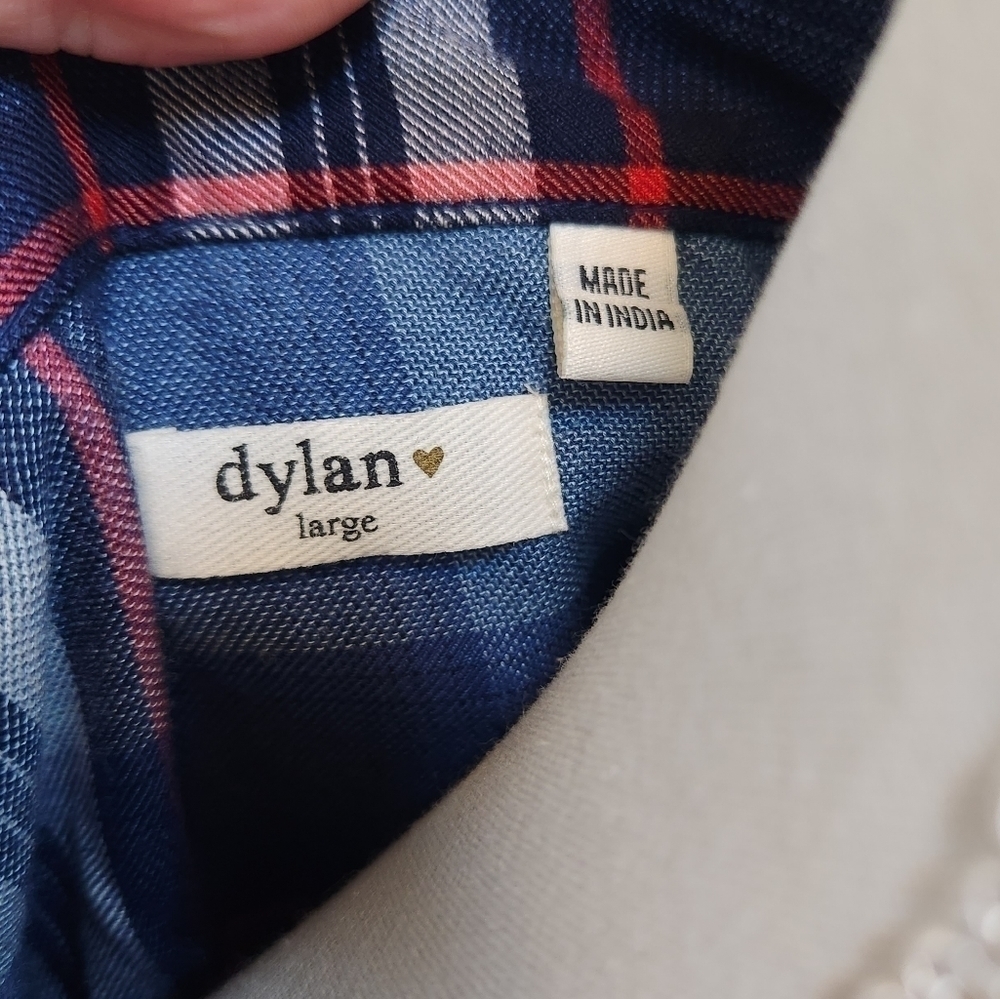 Dylan Women's Blue Red and White Plaid Button Down Shirt, Large - Picture 8 of 10